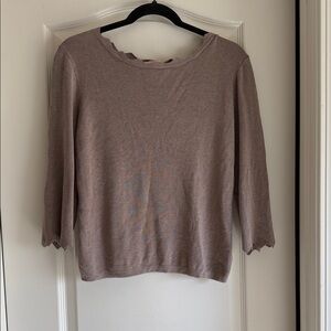 Philosophy Scalloped Edge Sweater - Taupe